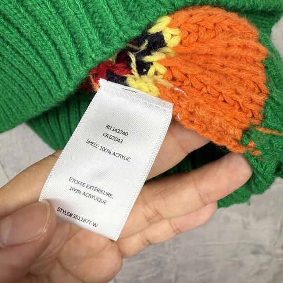 English Factory Striped Knit Half Zip Sweater M Colorful Chunky Acrylic Pullover - Picture 2 of 9